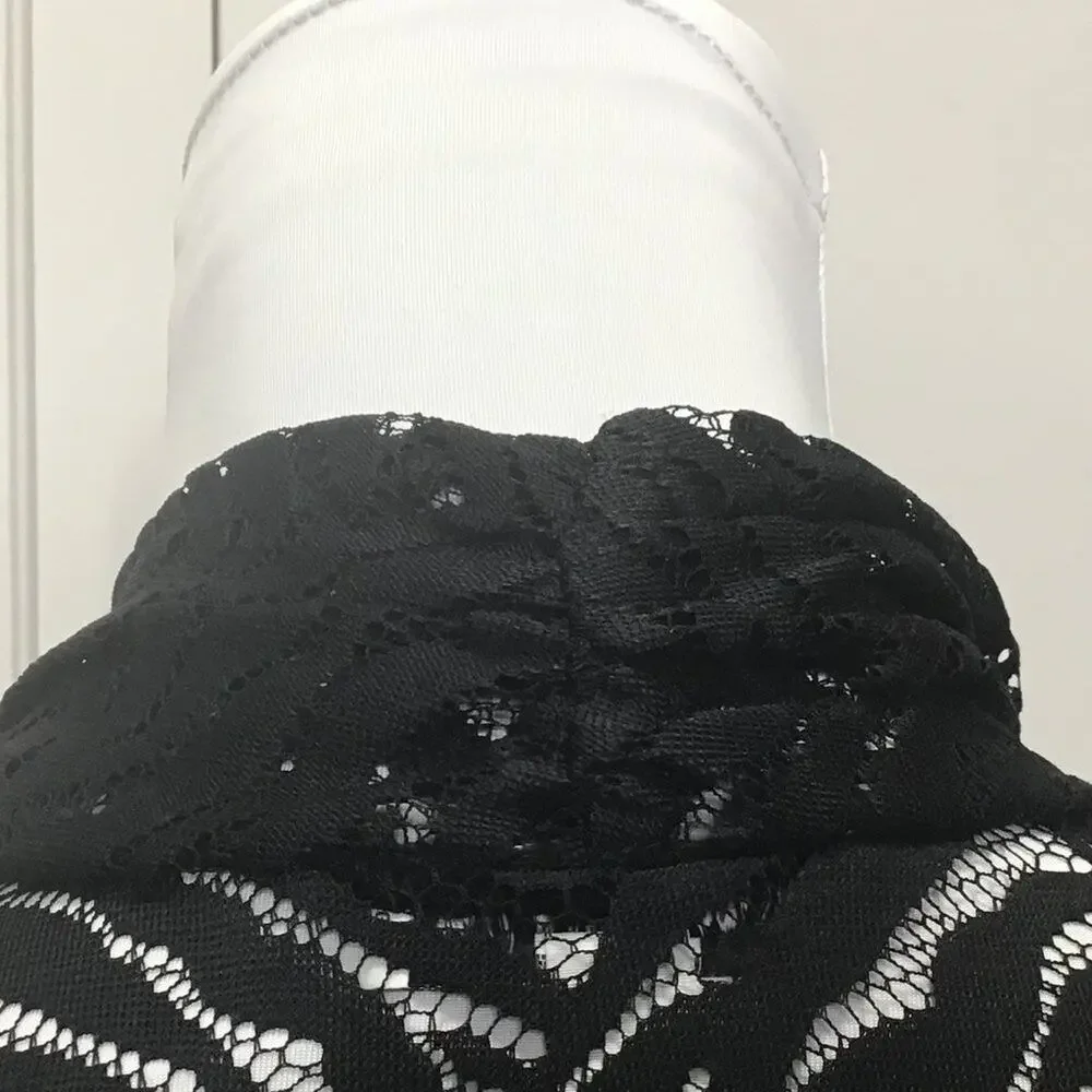 SUSAN GRAVER Black Peek Through Lace Jacket - Size Medium - Picture 4 of 4